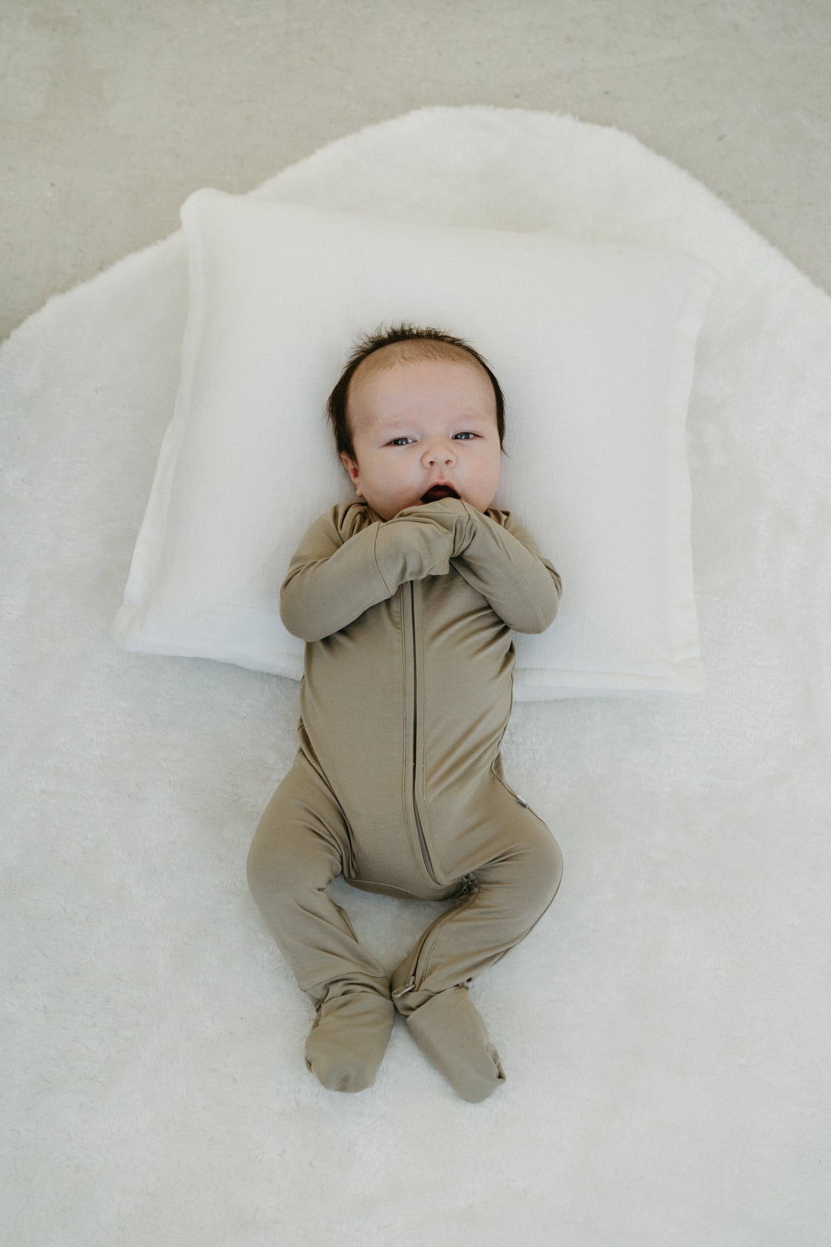 Sand Dunes neutral bamboo baby pajama by Lora Baby