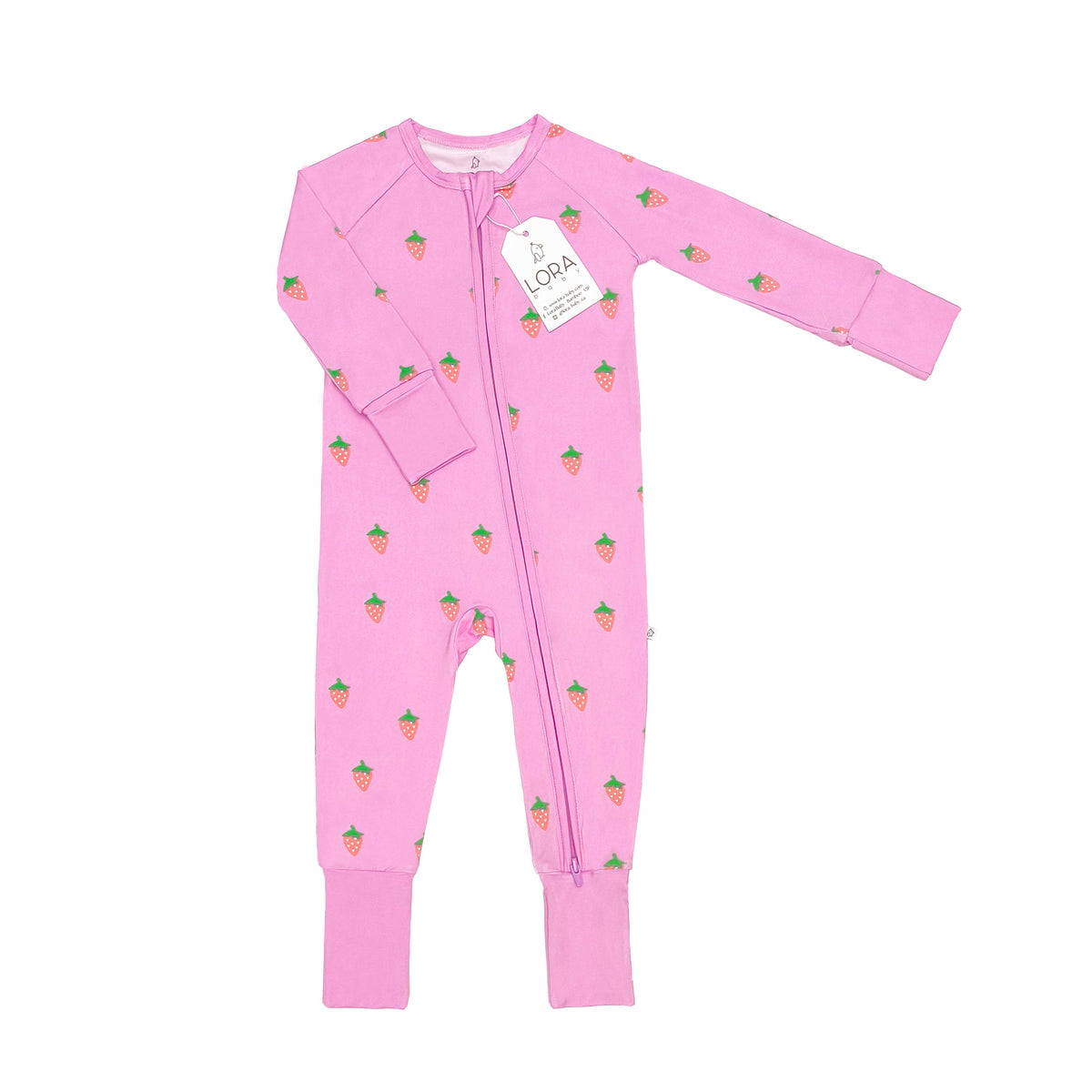 Sweet Berry bamboo baby pajama, long sleeve, by Lora Baby