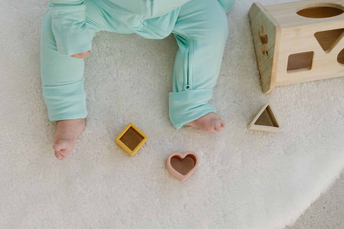 Minty Dream mint green bamboo baby pajama by Lora Baby