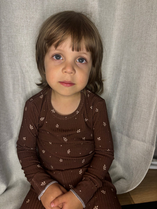 Chocolate Fall Ribbed Bamboo 2 piece set