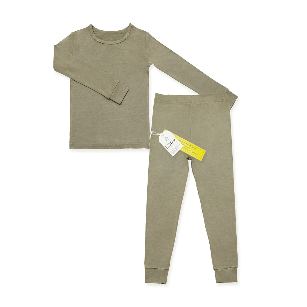 Sand Dunes neutral bamboo toddler and kids two-piece pajama set by Lora Baby