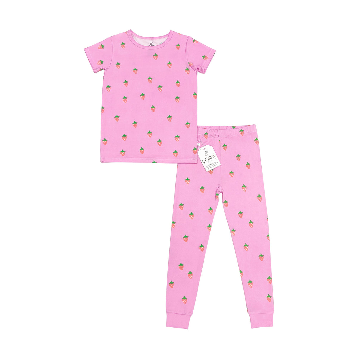 Sweet Berry bamboo toddler and kids pajama set, short sleeve, by Lora Baby