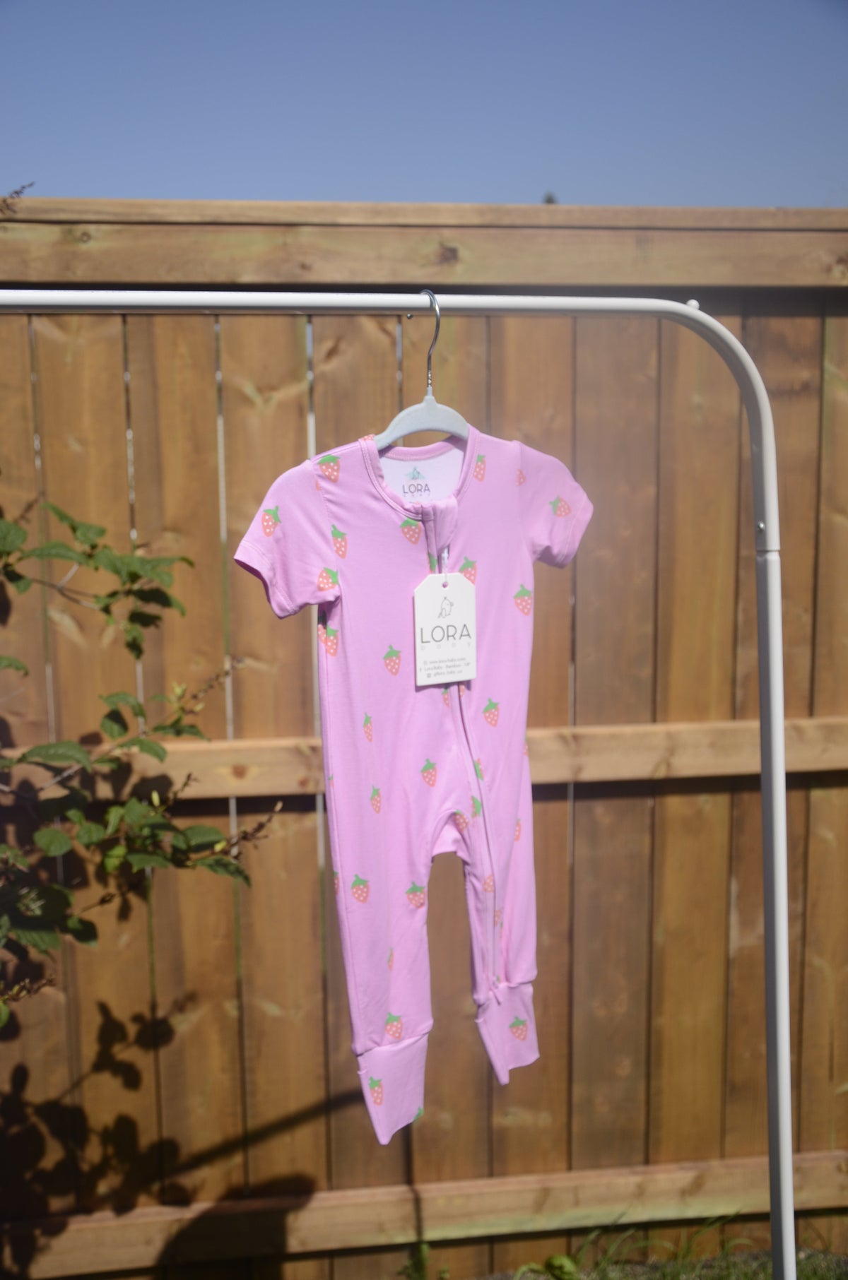 Sweet Berry bamboo baby pajama, short sleeve, by Lora Baby