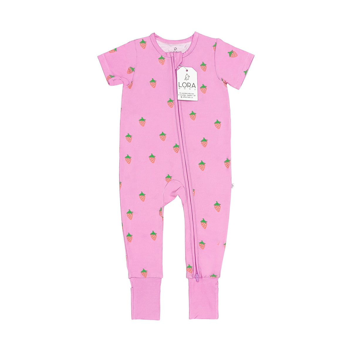 Sweet Berry bamboo baby pajama, short sleeve, by Lora Baby
