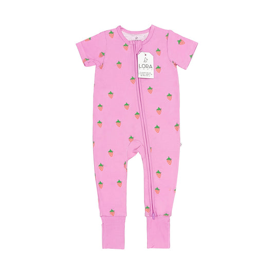 Sweet Berry bamboo baby pajama, short sleeve, by Lora Baby