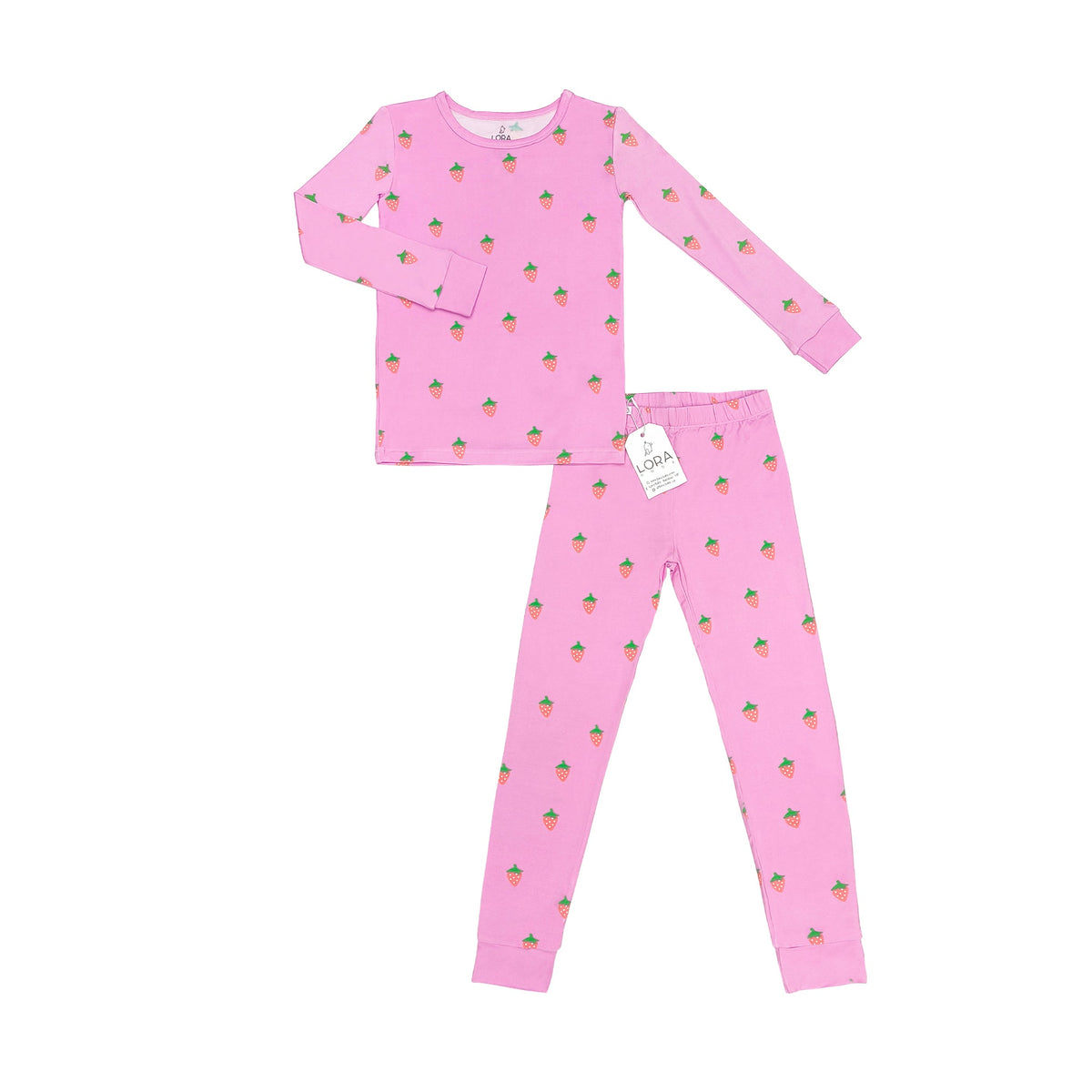 Sweet Berry bamboo toddler and kids two-piece pajama set, long sleeve, by Lora Baby