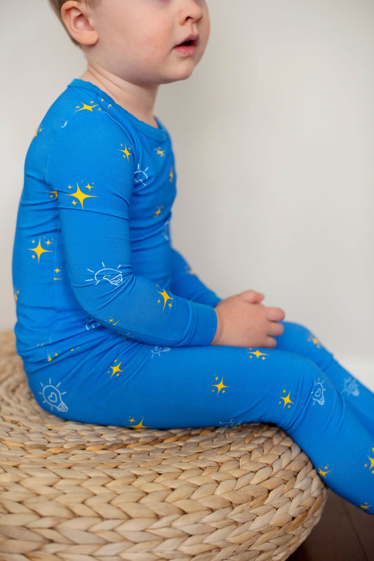 Light of the World print bamboo toddler and kids two-piece pajama set by Lora Baby