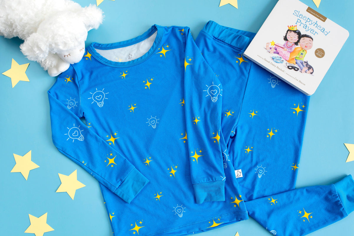 Light of the World print bamboo toddler and kids two-piece pajama set by Lora Baby